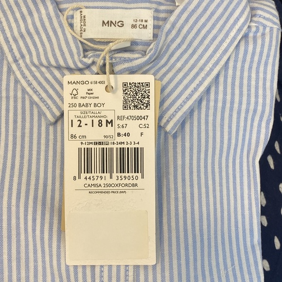 MANGO Regular-fit Oxford Striped Shirt - Color Blue/White - Size 12-18 M - Picture 8 of 8